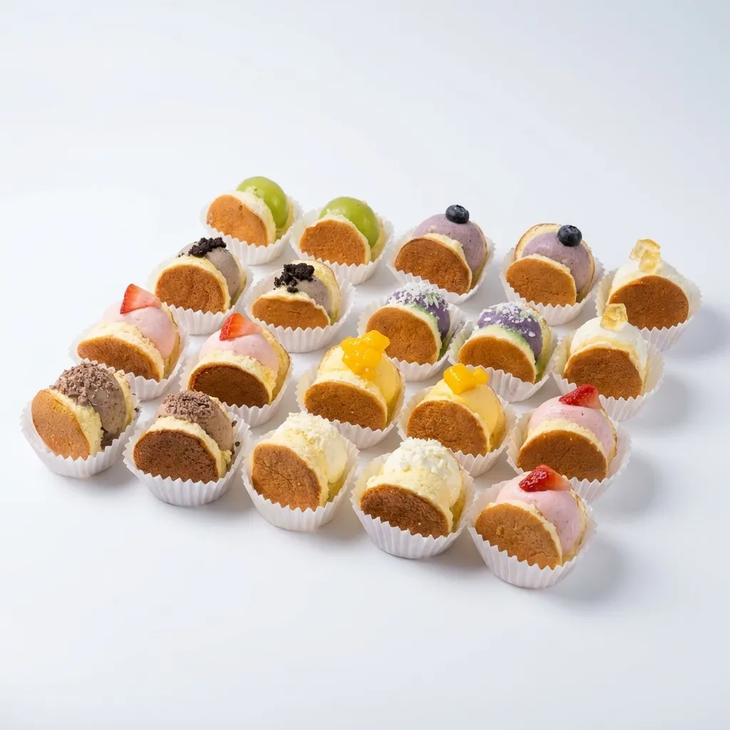 A studio tray of 6 Cloud mini soufflés in many flavours